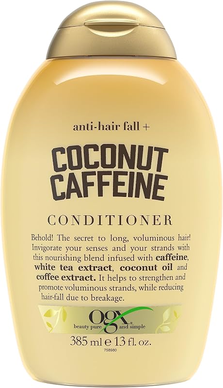 OGX Anti-Hair Fall + Coconut Caffeine Strengthening Conditioner with Caffeine, Coconut Oil & Coffee Extract, 13 Fl Oz
