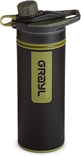 GRAYL GeoPress 24 oz Water Purifier Bottle - Filter for Hiking, Camping, Survival, and Travel (Camo Black)