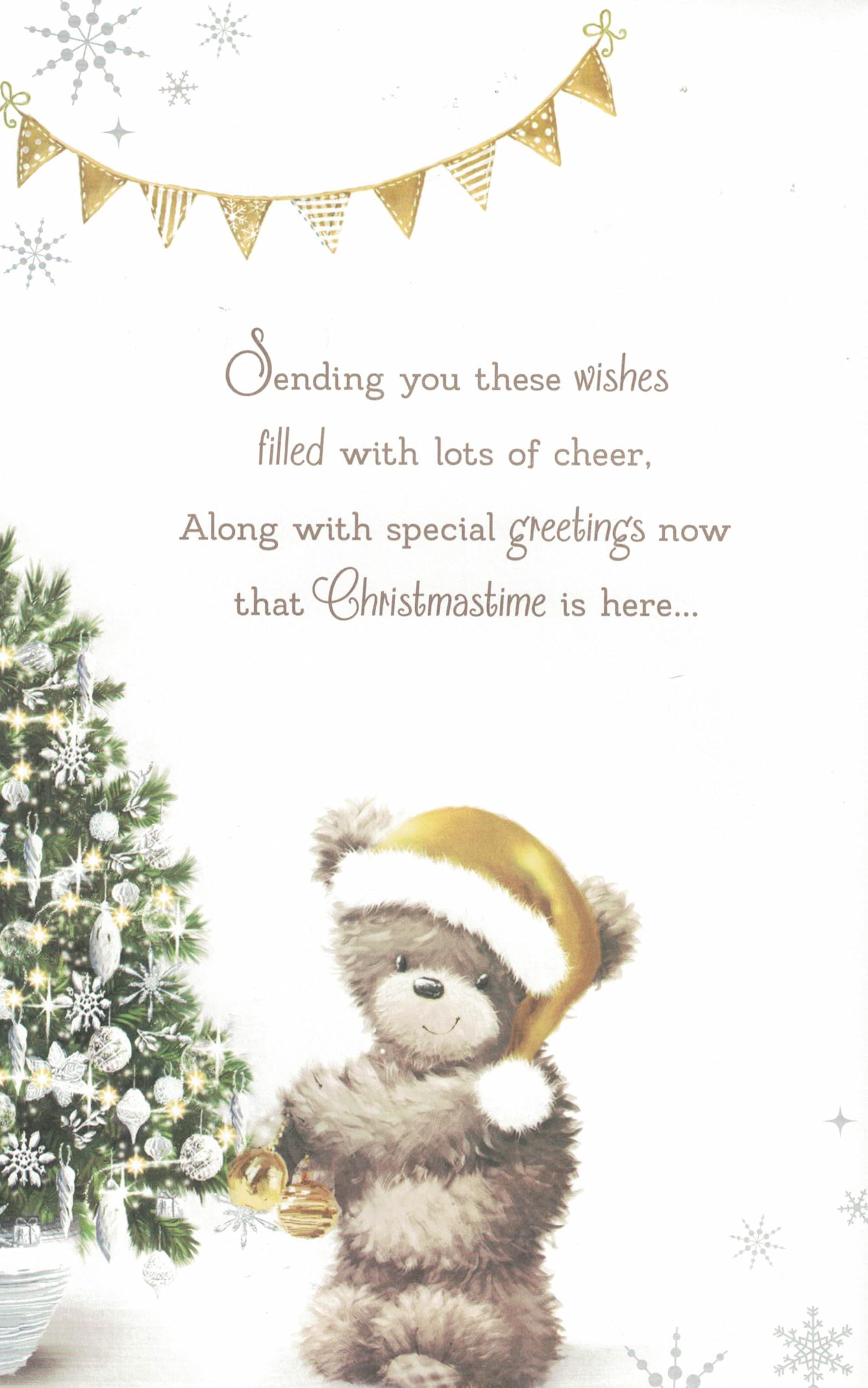 “Large Christmas Card for Special Couple, Cute Teddy Bear Design with 8-Page Insert, Luxury Glitter Embellished Festive Card - Image 3
