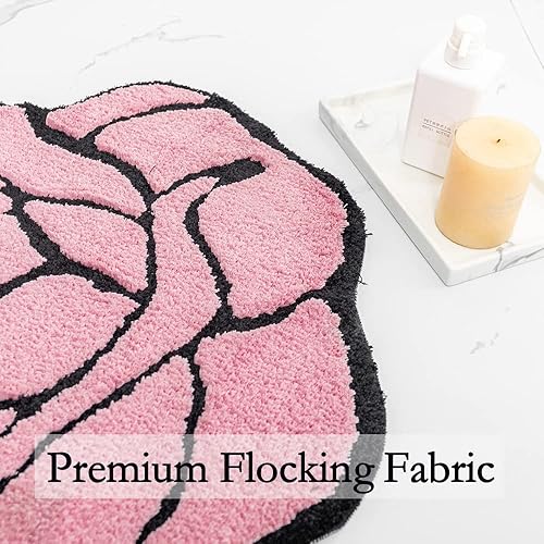 Miniatura 5 de Bonita alfombra de baño de rosas para baño, alfombras de baño de flores moradas, esponjosas, suaves, absorbentes, antideslizantes, lavables a