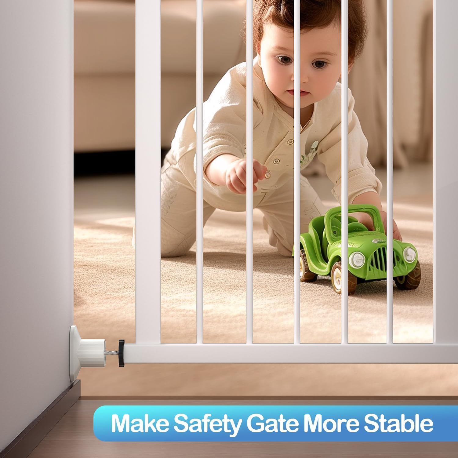 ICERO-Baby Gate Extender Wall Protector (8 Pack) -Pressure Mounted Gates Extension Kit Extends 1.1-3.5 inches Child Safety Gates and Protect Walls & Doorways from Pet & Dog Gates,White
