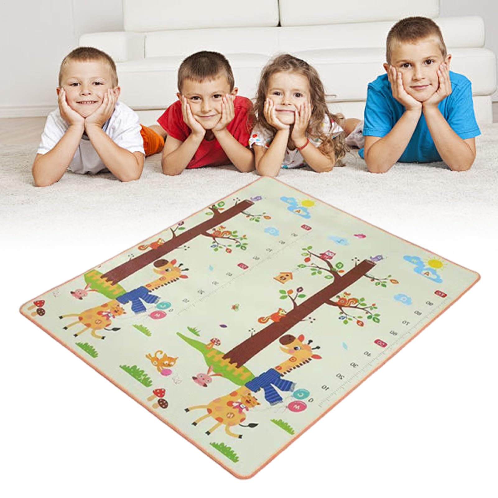 Kinder-Spielteppich, waschbarer Klassenzimmer-Teppich, doppelseitig, interaktiv, für Klassenzimmer, Spielzeit, drinnen und draußen, Picknick, Kindergarten, Krabbeln, Training, Kindergarten