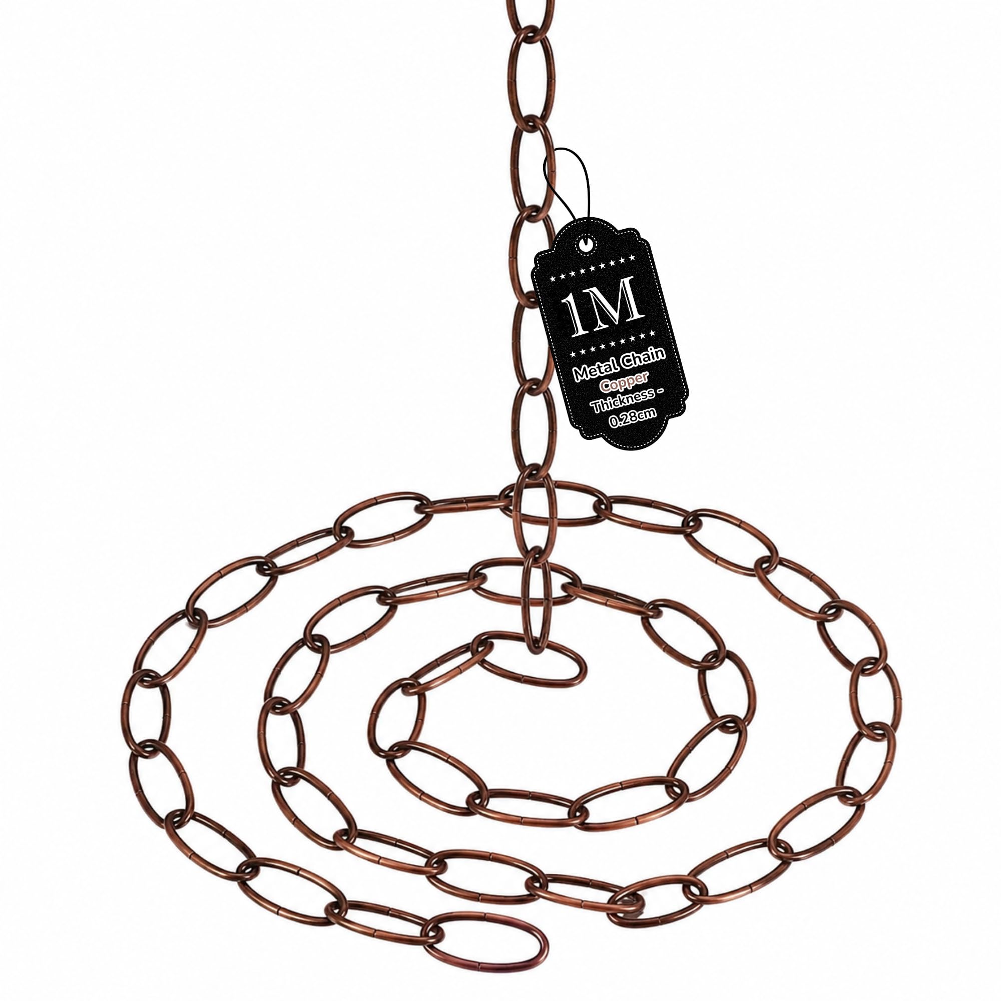 Ledsone Copper Vintage Style Metal Chain – 100Cm Iron Thread With Not Carabiners For 32Mm X 17Mm Pendant Hanging Chains, Safety Barriers, And Outdoor, Indoor & Garden Décor