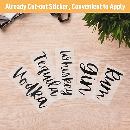 Miniatura 6 de 3 juegos de etiquetas adhesivas de vinilo negro para máquina de cóctel Bartesian botella de alcohol de vidrio