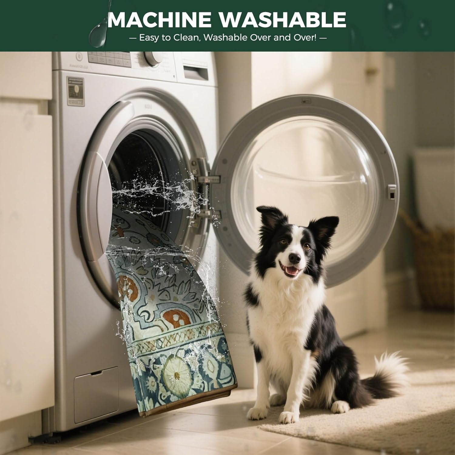 FXW Washable Pee Pads for Dogs, Puppy Pads with Super Absorbent, Specifically Designed for Rollick/Homeplus 24inch 8 Panels Dog Playpen, 63" Square, Boho Beige, 1 Pack