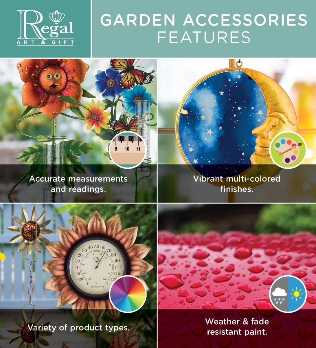 Regal Art & Gift Water Drop Solar Solar Ornament - Hanging Metal Ornament, Weather Resistant Decor for Outdoor Garden - Watering Can