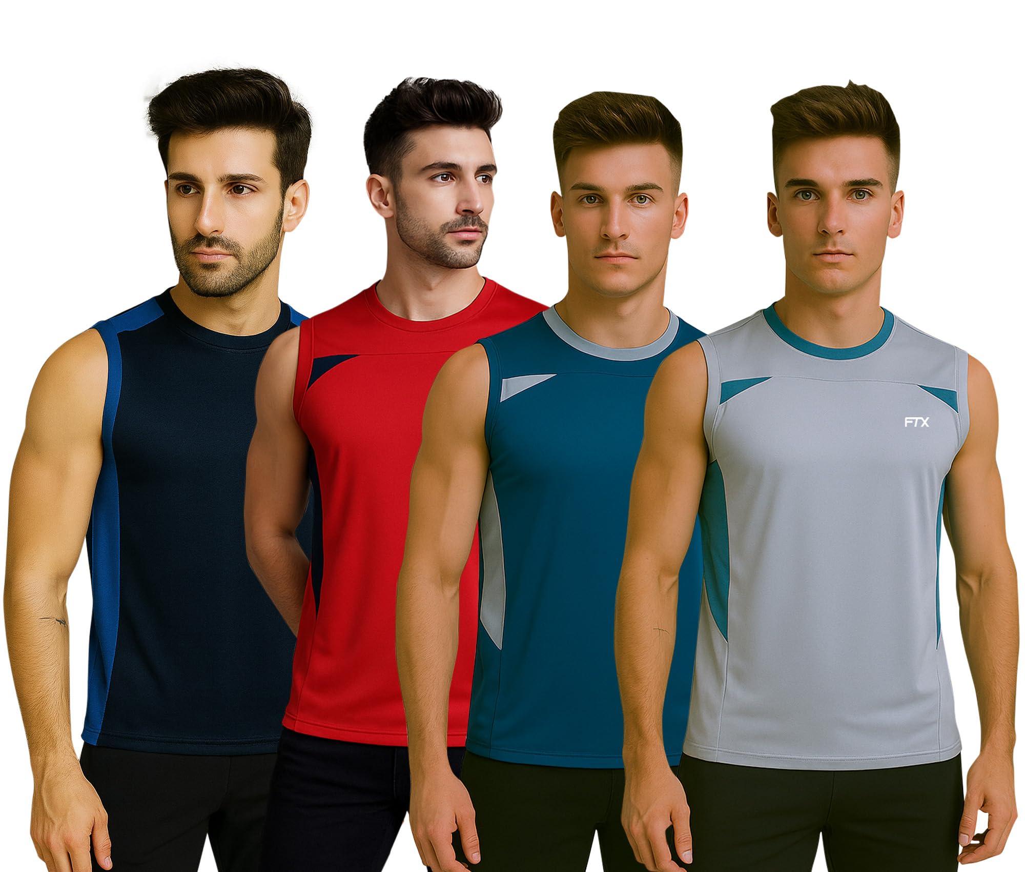 FTX Drifit Colorblock Sleeveless Activewear Sports Tshirt for Men (Pack of 4)-picture-15