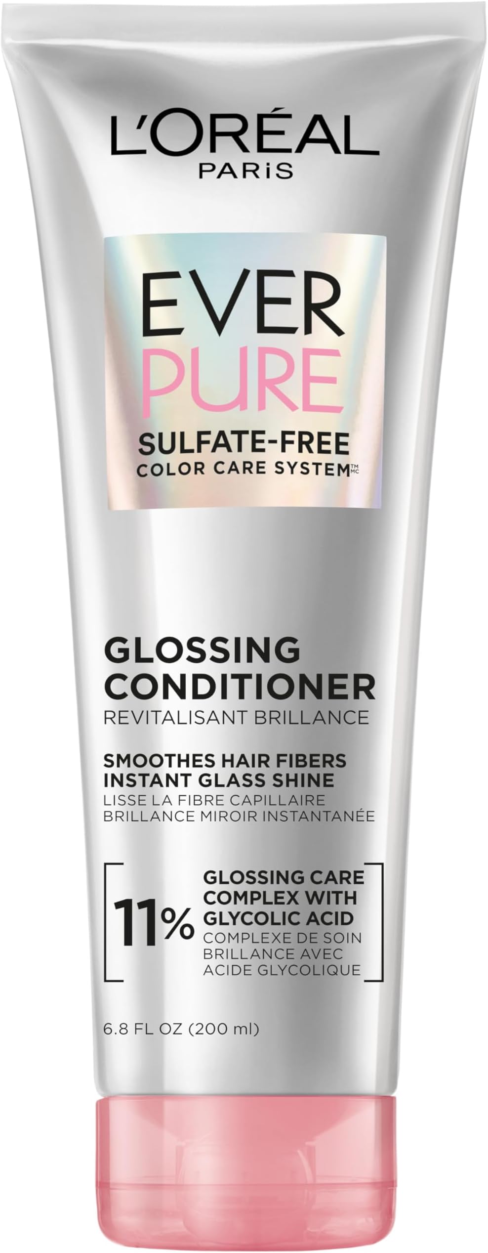 Glossing Sulfate Free Conditioner with Glycolic Acid, Hair Care for Lasting Shine and Smoothness for Dull, Dry Hair, EverPure, 6.8 Fl Oz