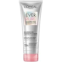 L'Oreal Paris Glossing Sulfate Free Conditioner with Glycolic Acid, Hair Care for Lasting Shine and Smoothness for Dull, Dry Hair, EverPure, 6.8 Fl Oz