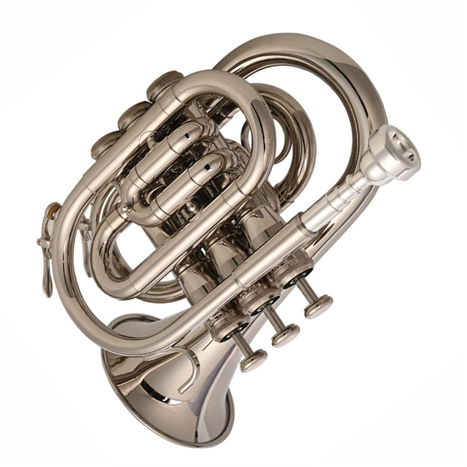 Standard Trąbka B-dur Kieszonkowa Trąbka Instrument Muzyczny Dla Dorosłych Początkujących Profesjonalny Mosiądz Stal Nierdzewna Trąbka Ton(Silver)