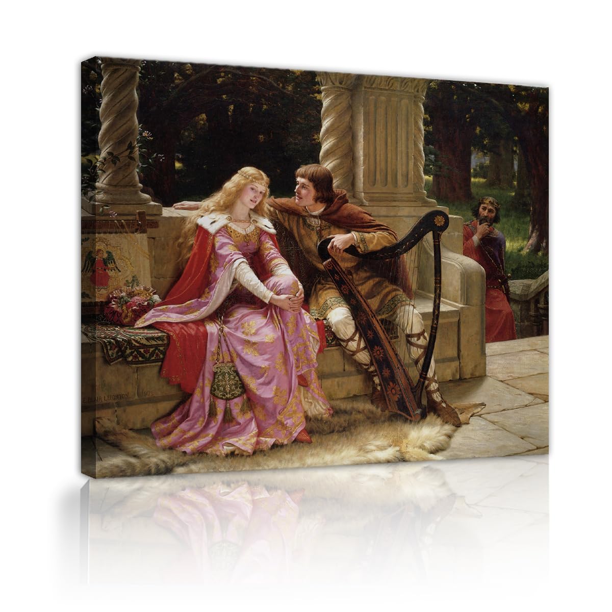 TOANGWALL Classic Medieval Romance Canvas Wall Art Office Edmund Blair Leighton The End of the Song Famous Artwork for Library Decor 90x110cm