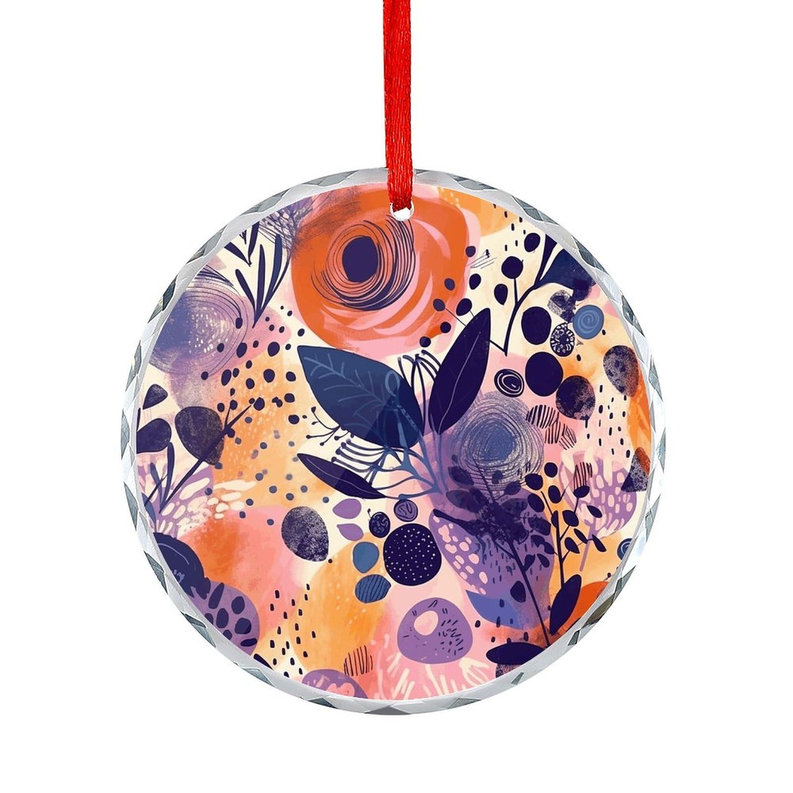 Btcowzrv Style Hand Drawn Floral Pattern Round Ornament Hanging Pendant Decor