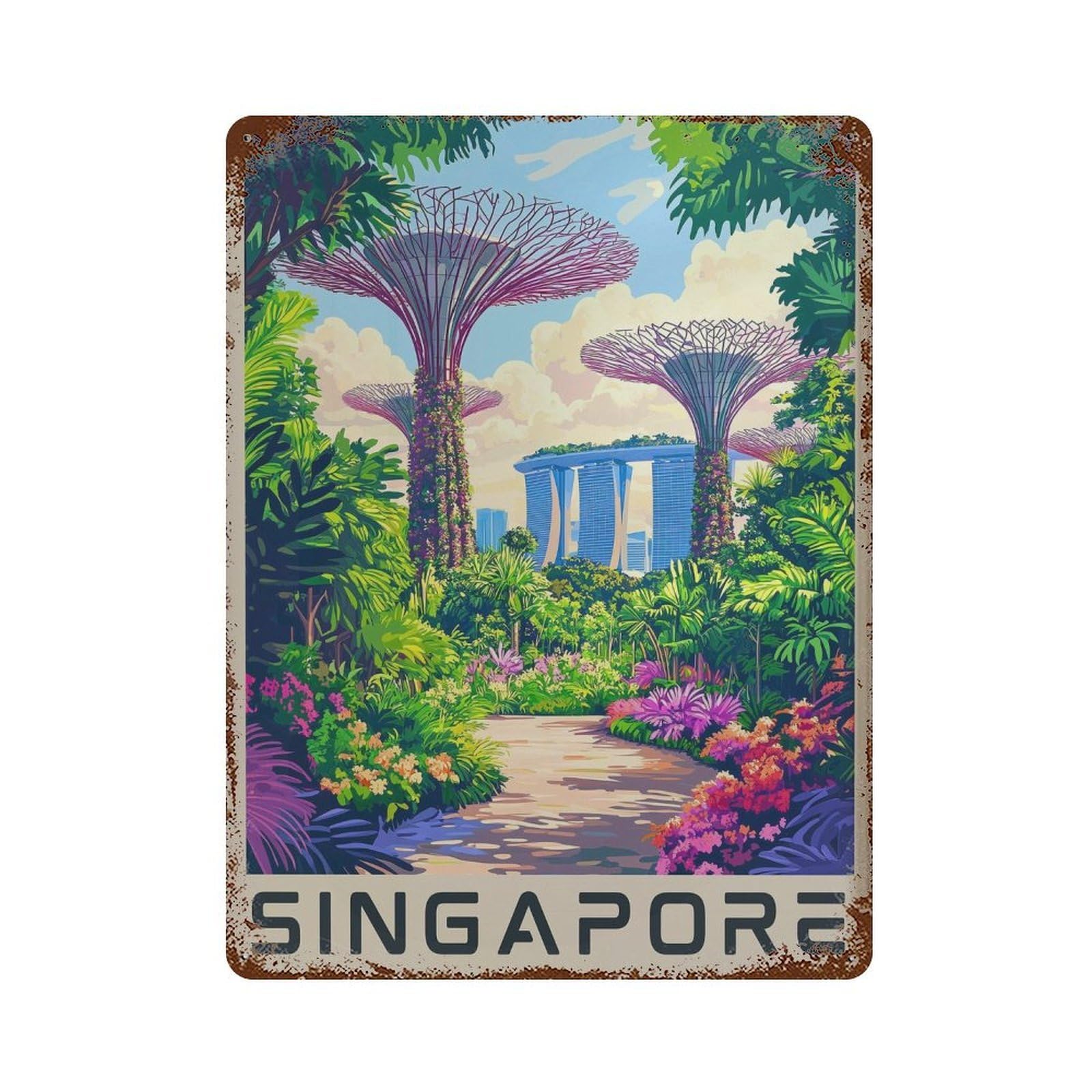 xiaoxiaoshen Singapore Gardens by The Bay Travel Botanic Wall Decor Art Metal Tin Poster Modern Home Decor Art Home Bar Shop Decorations Vintage Sign 40x30cm