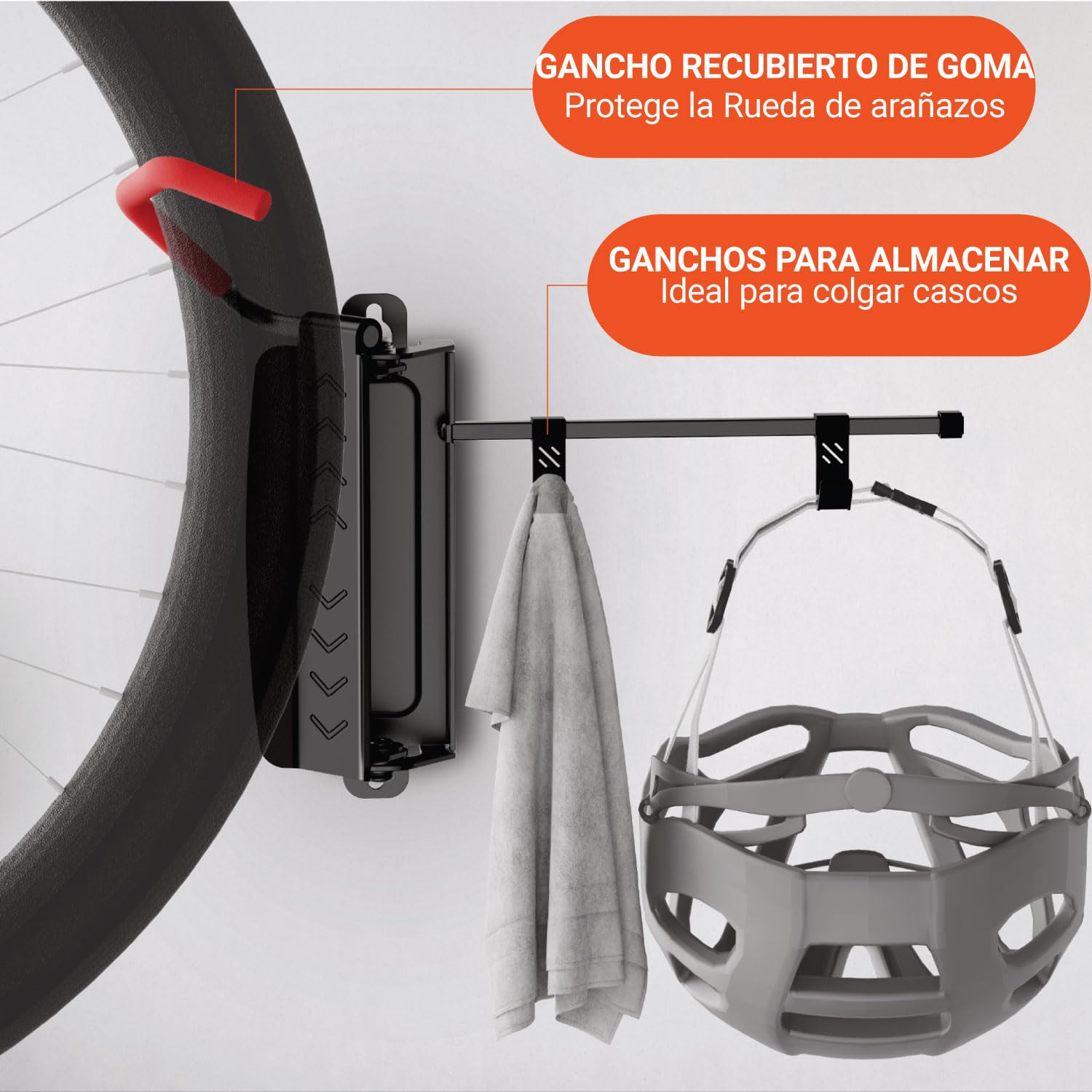 BeWise Soporte Bicicletas Pared Giratorio - Colgador Bicicleta Pared con Capacidad de 35 Kg - Soporte Pared Bicicleta con Tornillos de Montaje en Pared Incluidos - Garantía de por Vida