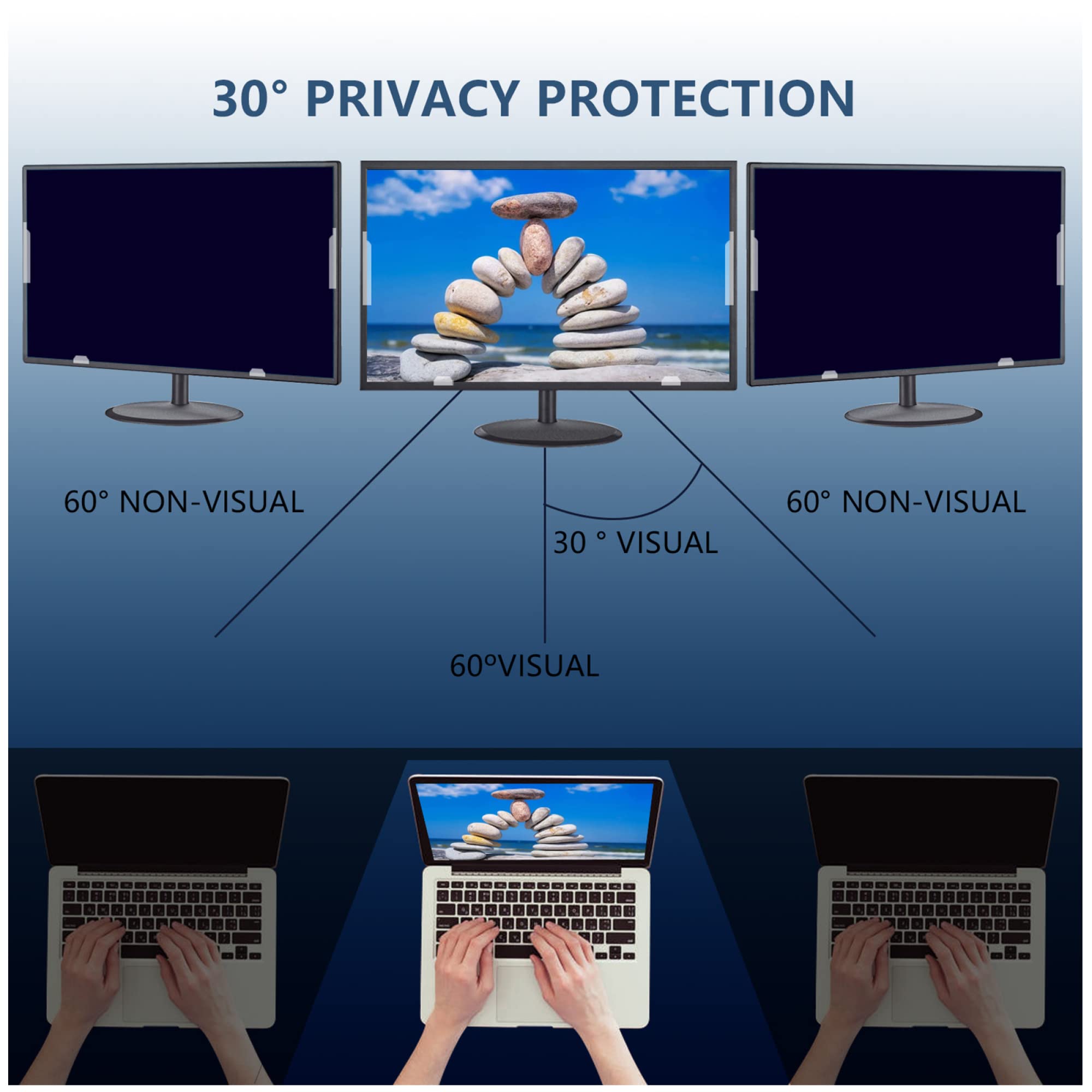 Filtr prywatności do monitora 18-27 cali, wiszący panel ochronny blokujący niebieskie światło, odporny na zarysowania do monitora 16:9/16:10，25 27 Inch612.6x356mm