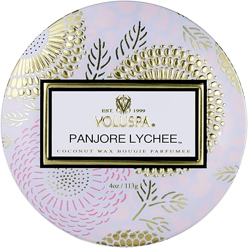 Vista 14 de Voluspa Sparkling Cuvee, Mini Tin Candle, 4 oz, 25 Hour Burn Time, Coconut Wax for Clean Burning, Handcrafted in the USA