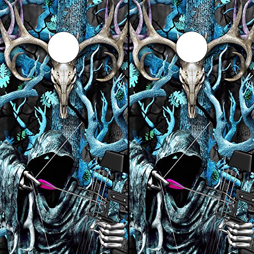 Speed Demon Hot Rod Shop Cornhole Board Wraps ~ Buck Bow Reaper – Blue Obliteration Corn Hole Boards Laminated Decal Wraps (Set of 2) BOB112CB