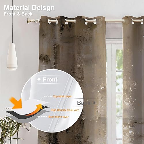 Miniatura 118 de Cenefas de cocina modernas con patrón de cobre marrón dorado para ventanas, cenefas opacas abstractas de marcas de arañazos y cortinas opacas