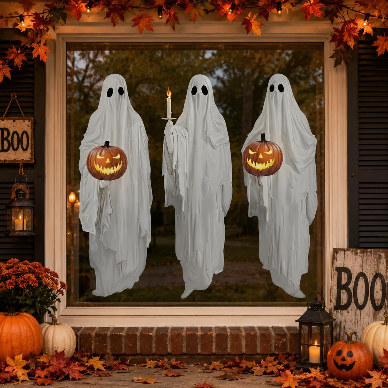 34" Halloween White Ghost Window Mirror Cling Decal Decorations Extra Large image 3