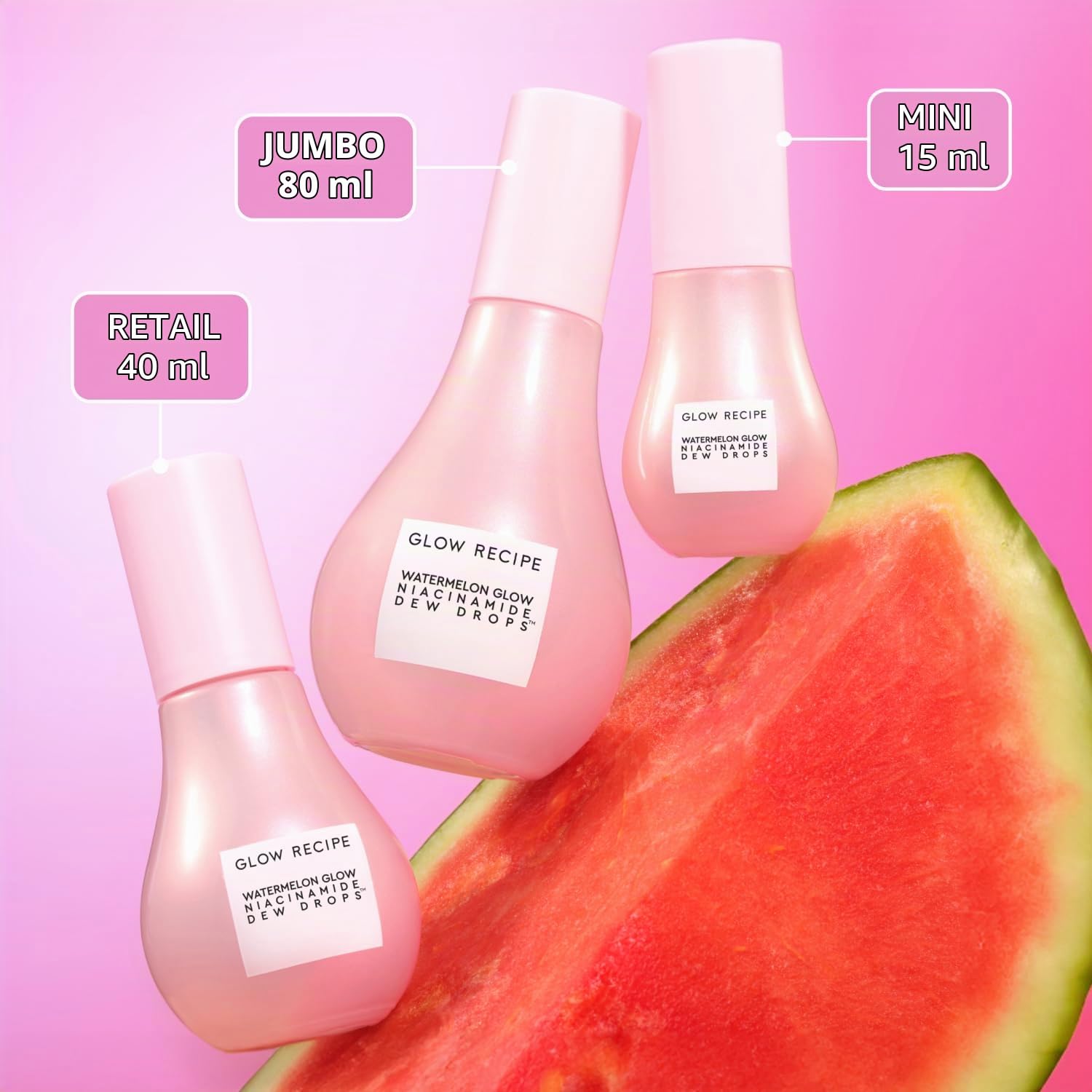 Glow Recipe Watermelon Glow Niacinamide Dew Drops Jumbo Holiday Edition - Regalo per la cura della pelle in edizione limitata - Siero e primer ibrido da 80 ml per illuminare, idratare e illuminare