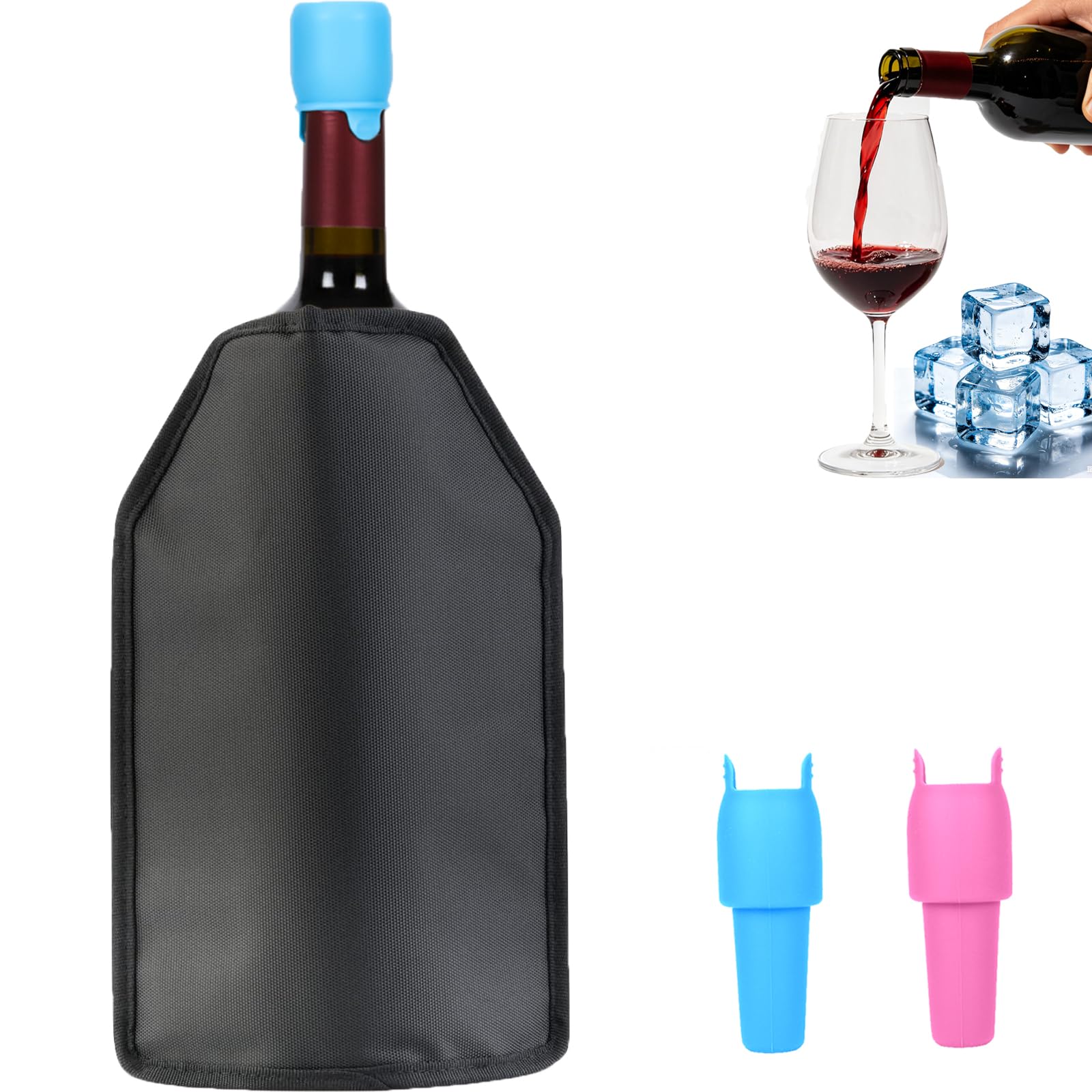 Wine Chiller Bag | Ice Wine Sleeve with Gel Cooling Core – Fast Chilling Bottle Cooler for Red, White, Champagne or Sparkling Wine – Portable Freestanding Carrier for Picnic & Party