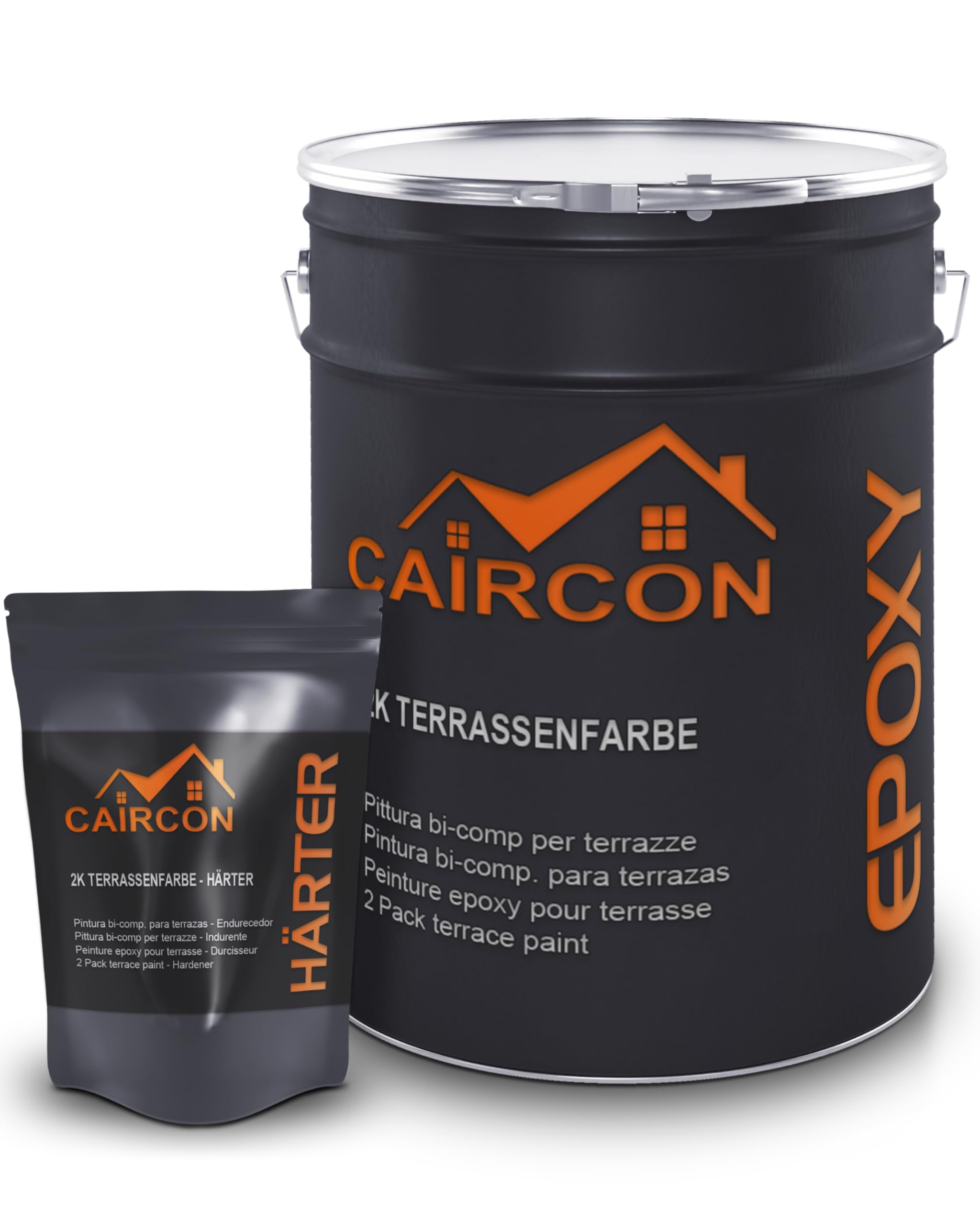CAIRCON 2K Epoxidharz Balkonfarbe Terrasse Farbe für Beton Boden - Silbergrau 5Kg