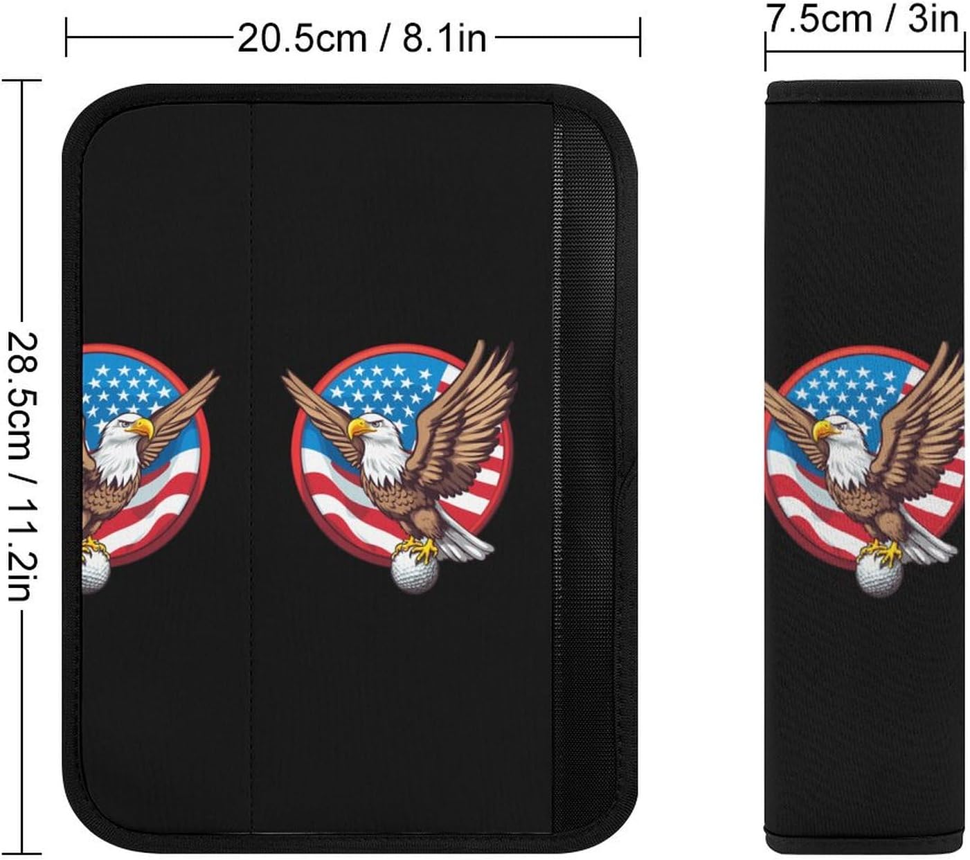 Usa Flag Ea-gle Golf Car Seat Strap Covers Soft Seat Strap Shoulder Pads Seatbelt Covers for All Car Seats 2PCS