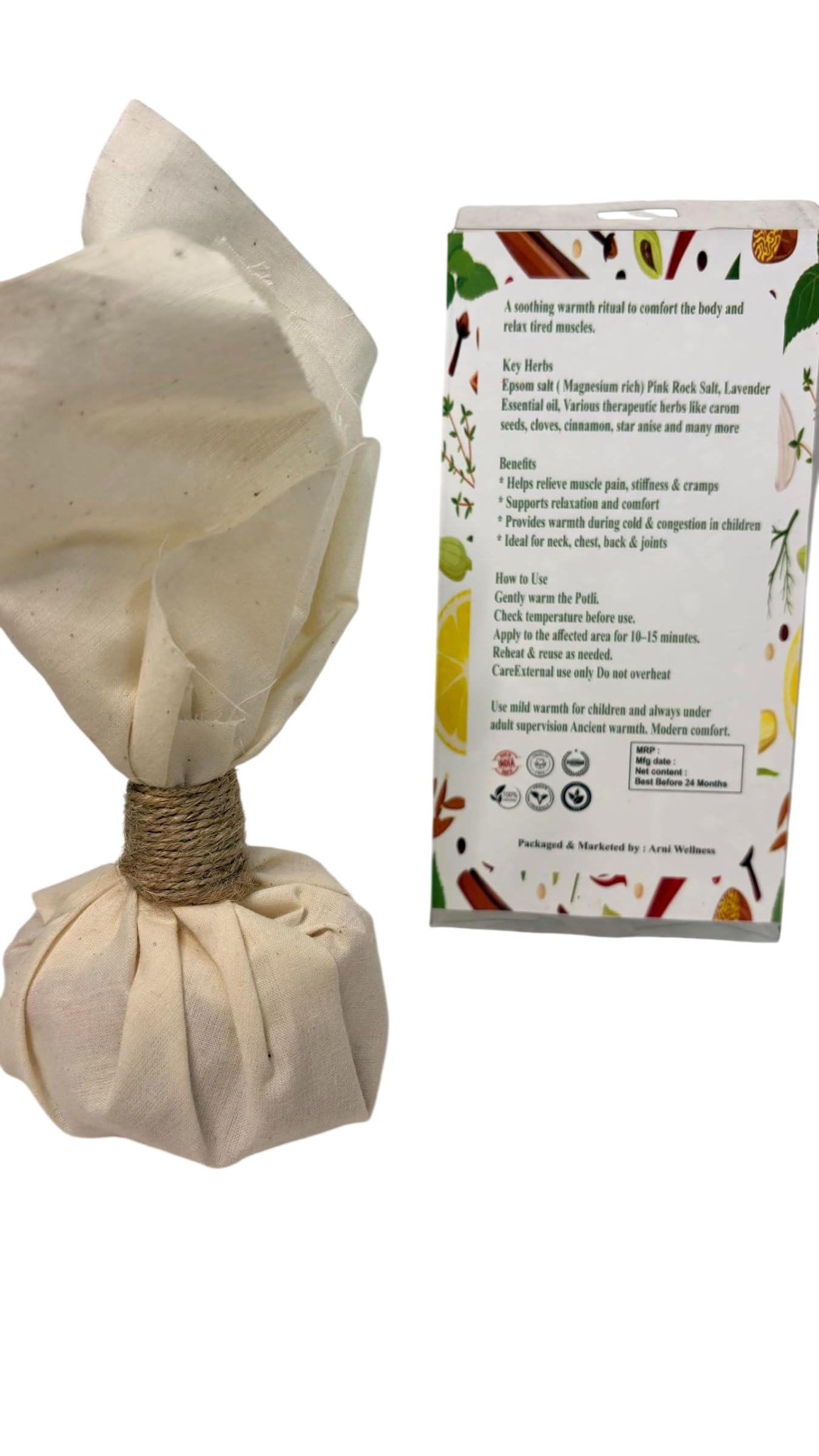 Herbal Heat Therapy Potli Bag Reusable Hot Compress with Epsom Salt and Rock Salt for Muscle Relaxation Body Comfort Warm Therapy Bag for Daily Use — Amazon image 5