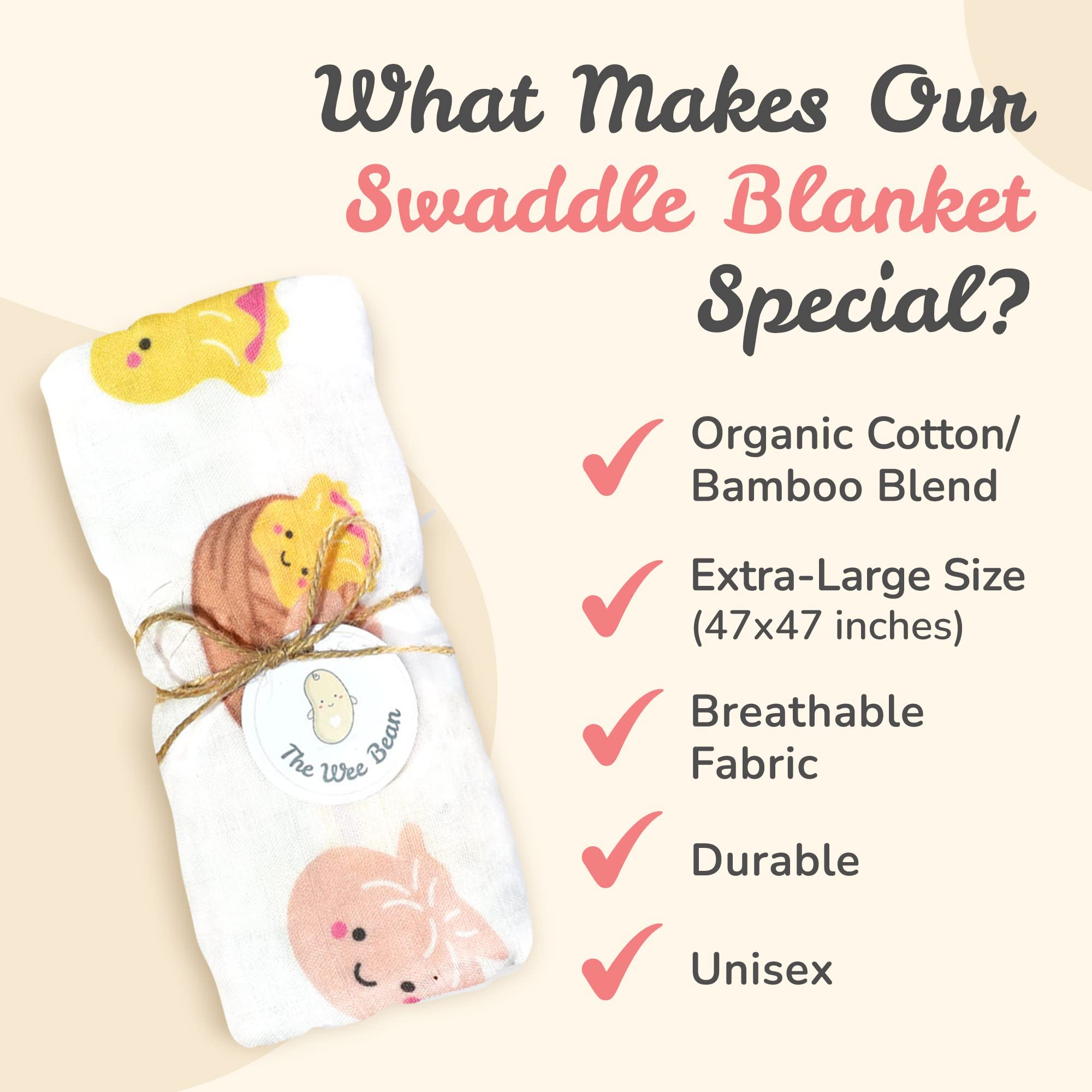 The Wee Bean Mezcla de bambú orgánico Swaddle - Dim Sum