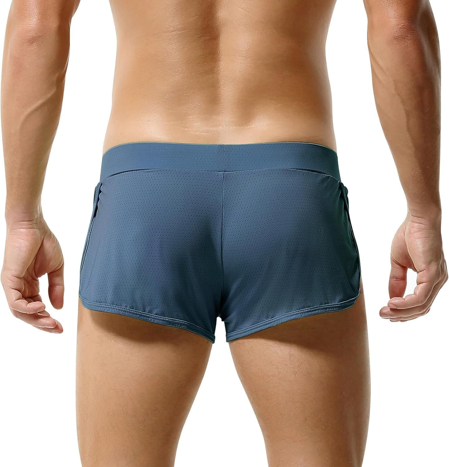 Mens Boxer Jockstrap Underwear, Men's Split Shorts Mesh Active Short Boxers Pajamas Bottom