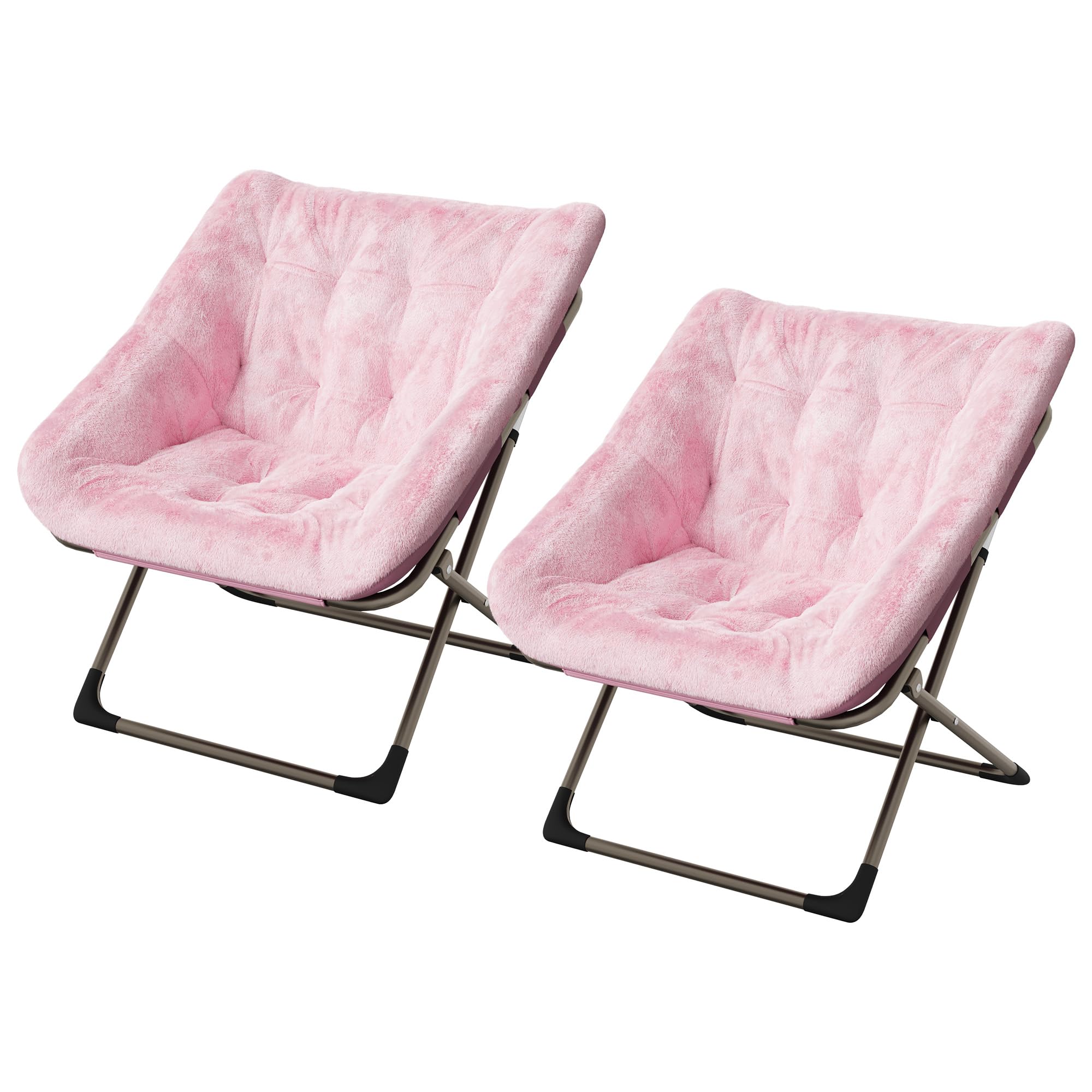 IdealHouse Fauteuil Lounge Pliant Rond en Fausse Fourrure Douce – Structure métal Robuste 300 kg – Ultra Confortable – Aucun Montage requis – Idéal pour Chambre, Salon, dortoir, Fauteuil Lecture ou