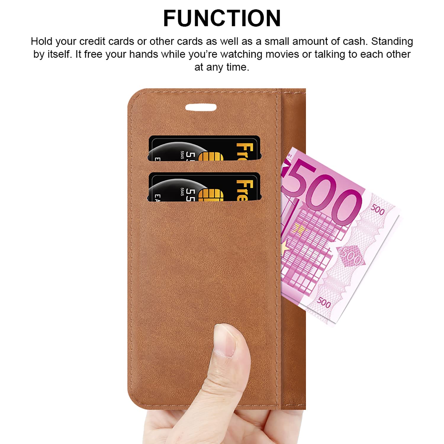 iCatchy for Motorola Moto G82 5G / G52 Case Leather Wallet Book Flip Kickstand Card Slots Full Protection Folio Cover Compatible for Moto G82 / G52 Phone (Black) - Image 3