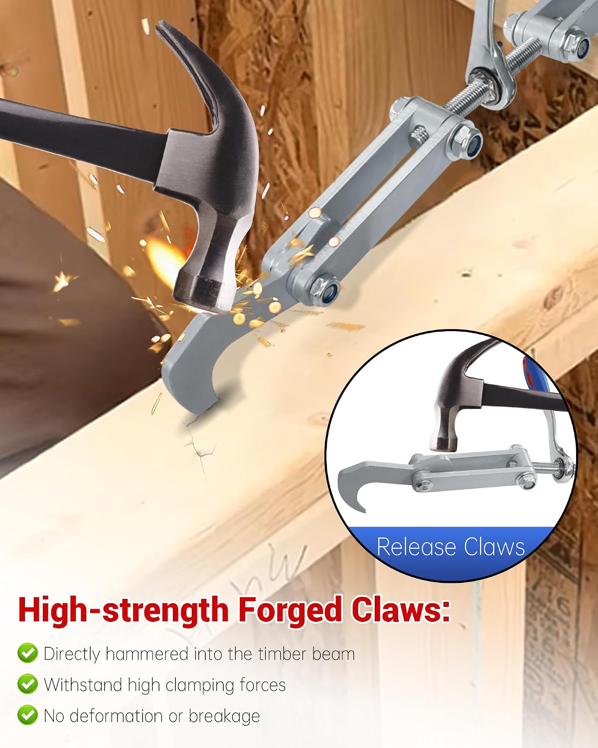 Ratcheting Beam Puller, Adjustable Wall Puller Framing Tool