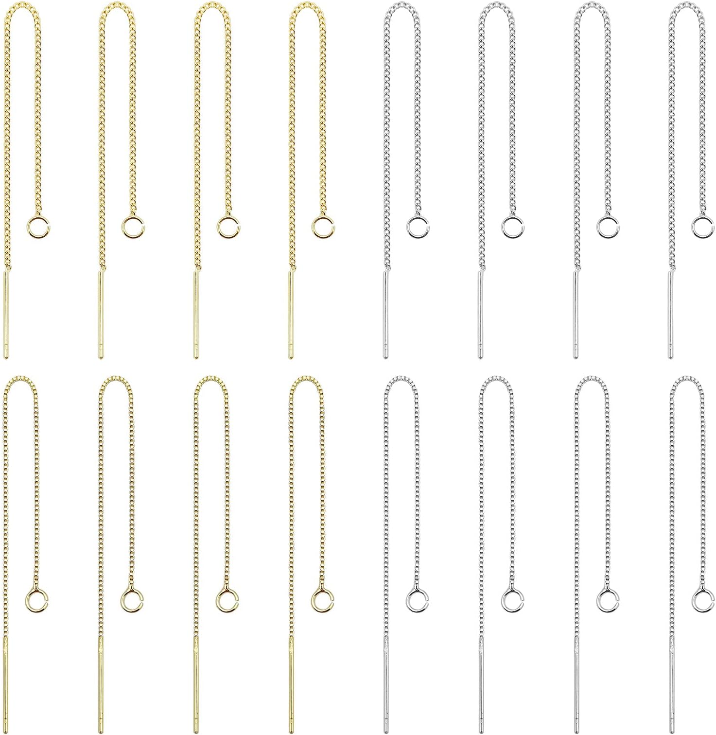 OubakaOubaka 24pcs 8.5cm Ear Threads Long String Ear Threads Hypoallergenic Ear Threads Earrings with Loop Drop Earrings Tassel Chain Earrings for Earring Making DIY Jewelry Craft(2 Styles,2 Colors)