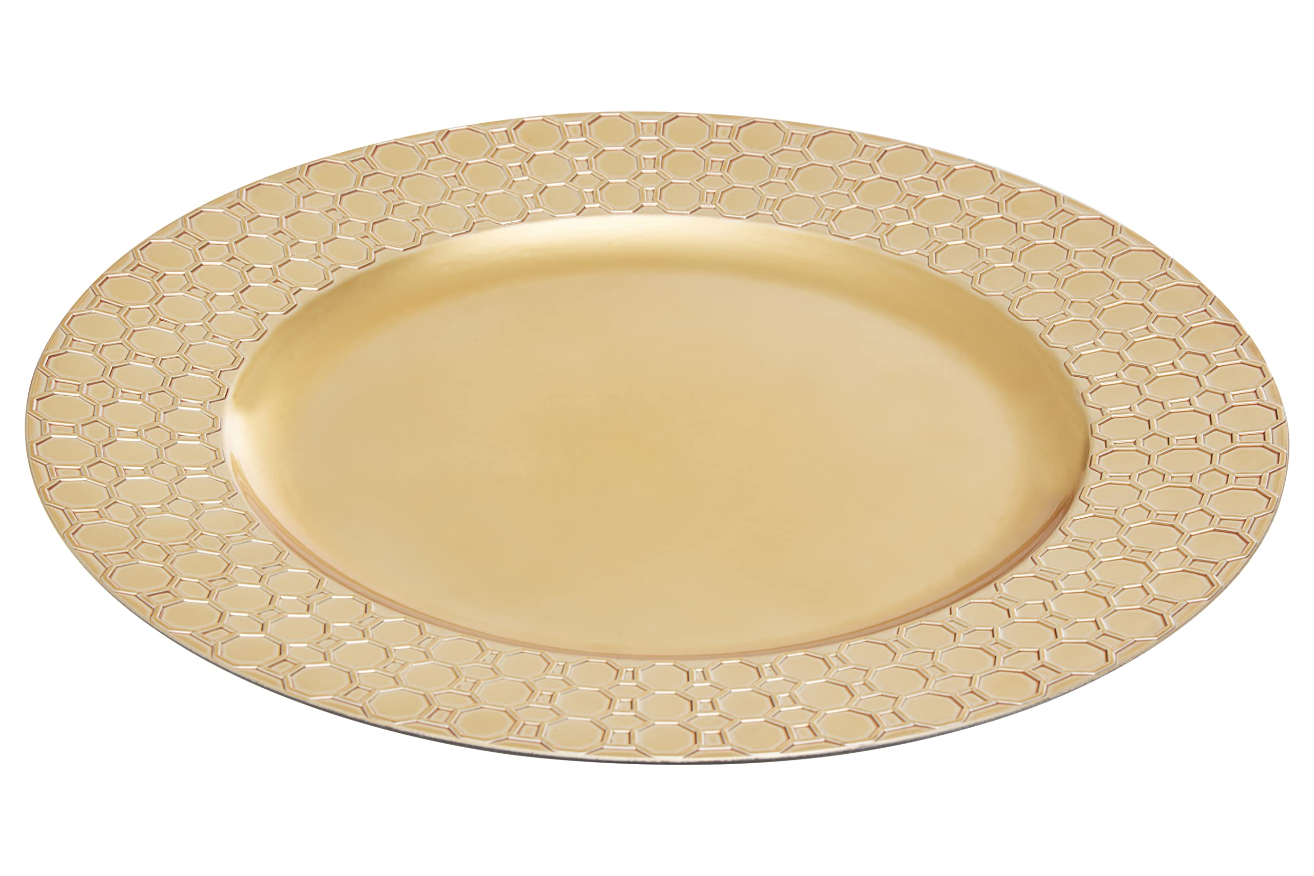 Orsina Minimalist Gold Honeycomb Charger PlateFunctional Dinner Plate For DinnerReliable Gold Finish Plate from B&Q