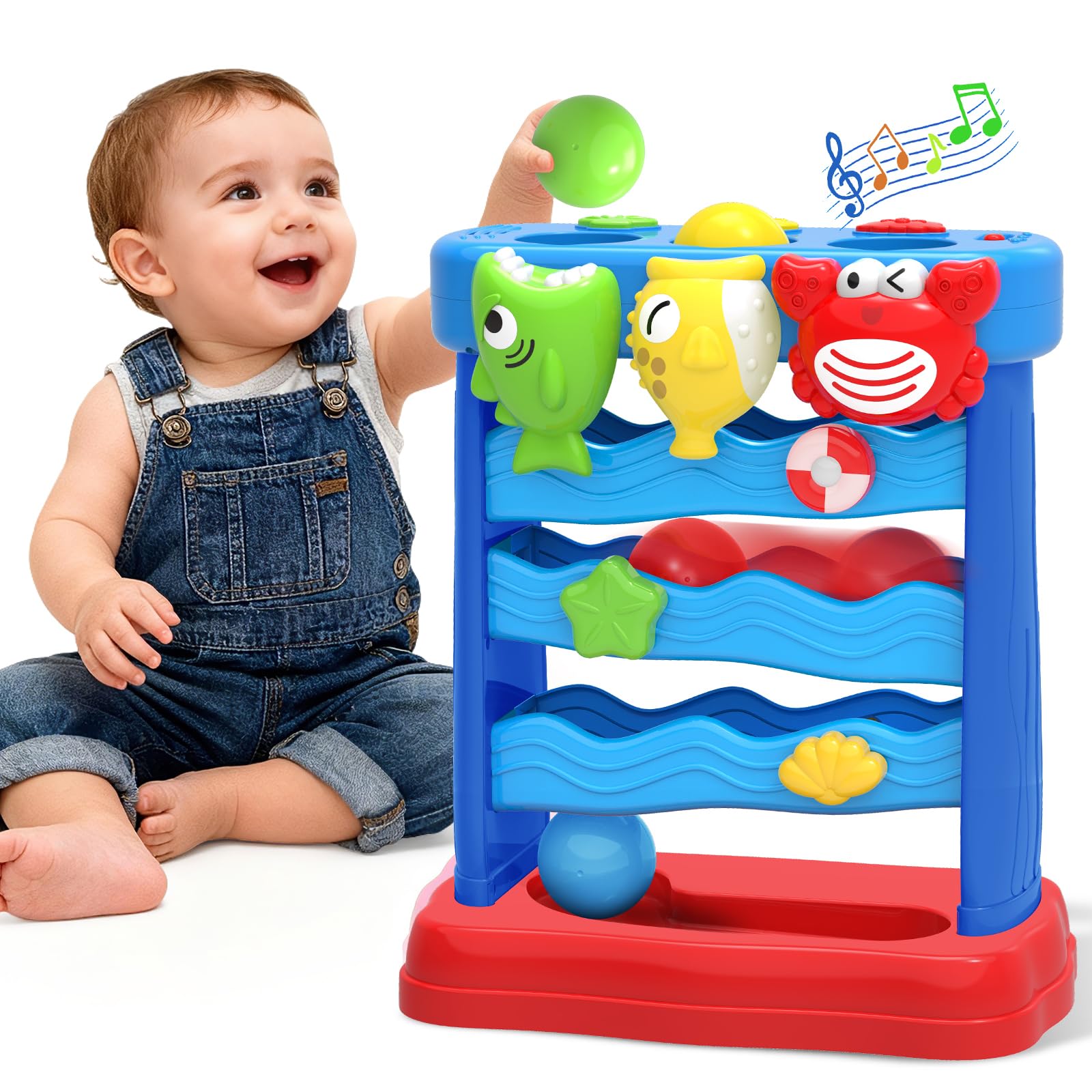 Toys for Toddlers 12-18 Months, Montessori Musical Toy for Baby 12-18 Months，Interactive Feeding Toy with Lights, Sensory Cause and Effect Game, Christmas Birthday Gifts for Boys Age 1-2 years old