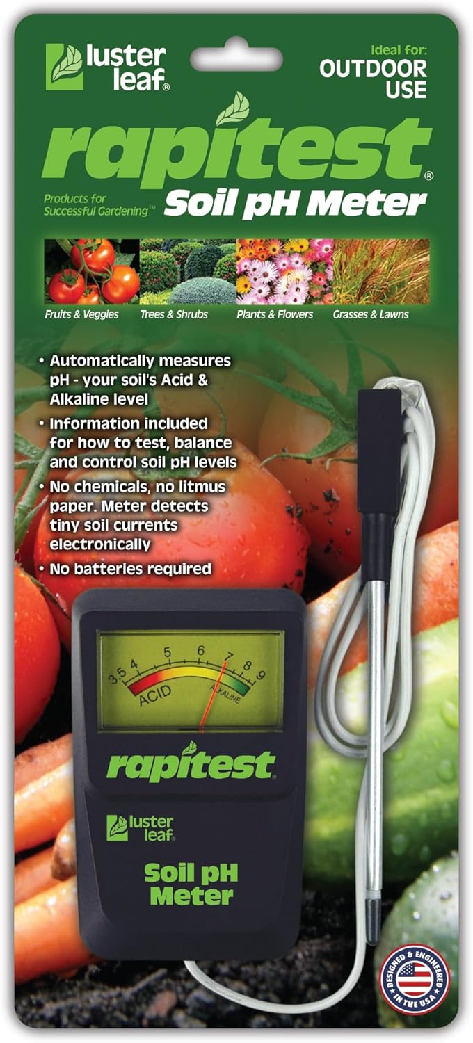Luster Leaf 1840 Rapitest Soil pH Meter with green body and probe
