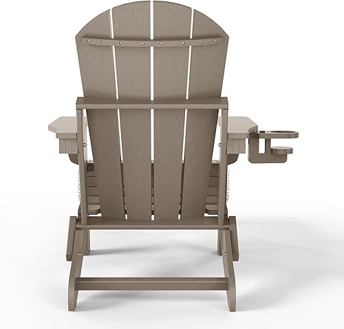 Miniatura 9 de WestinTrends Malibu - Silla Adirondack plegable ajustable con otomana retráctil y soporte para tazas, madera envejecida