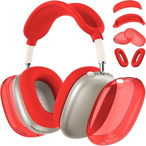 Miniatura 25 de [4 en 1] Funda de silicona para AirPods Max, funda transparente de TPU suave para los oídos, funda para almohadilla para los oídos, funda para la