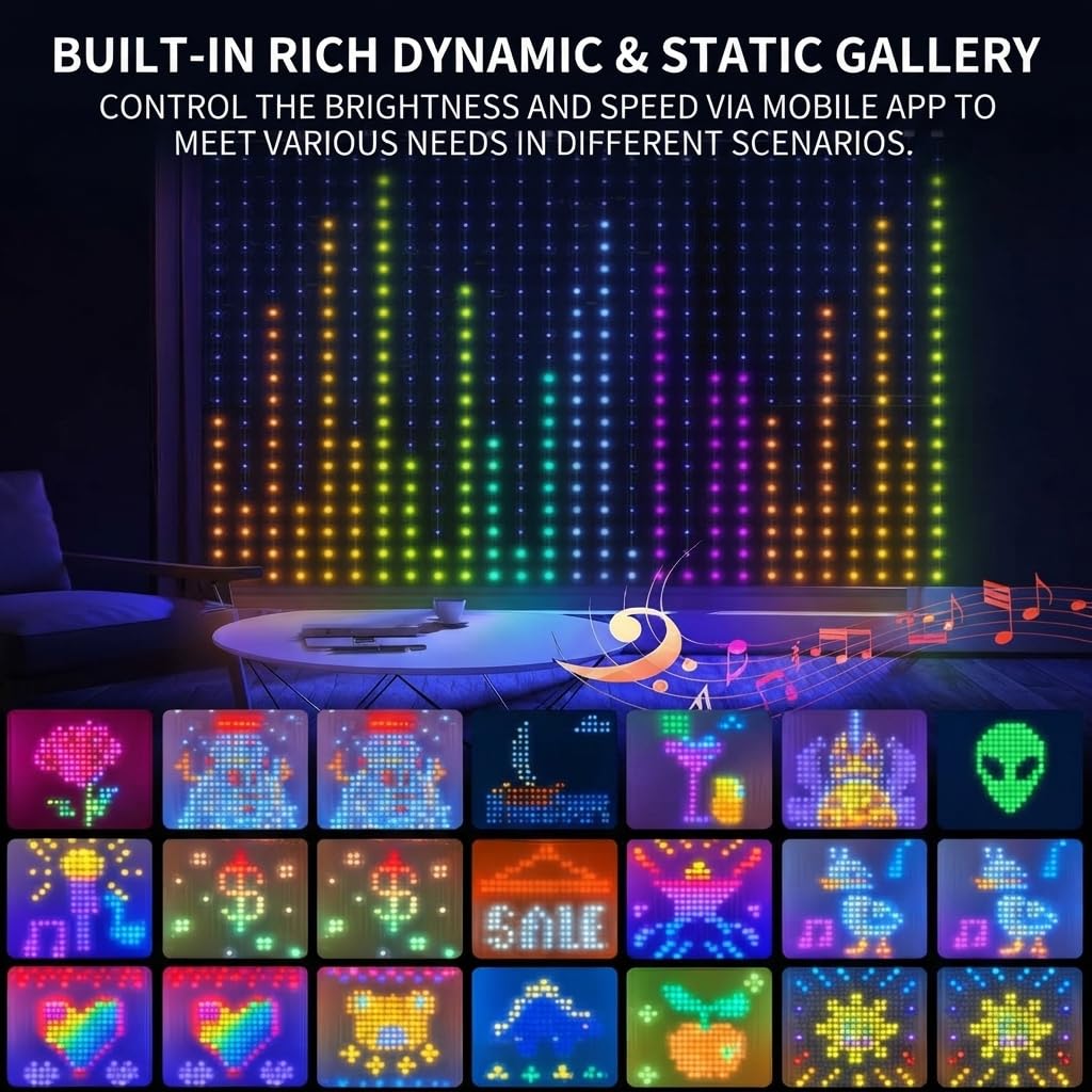 Rideau Lumineux Intelligent 400 RGB LEDs avec Télécommande (3 * 3m)