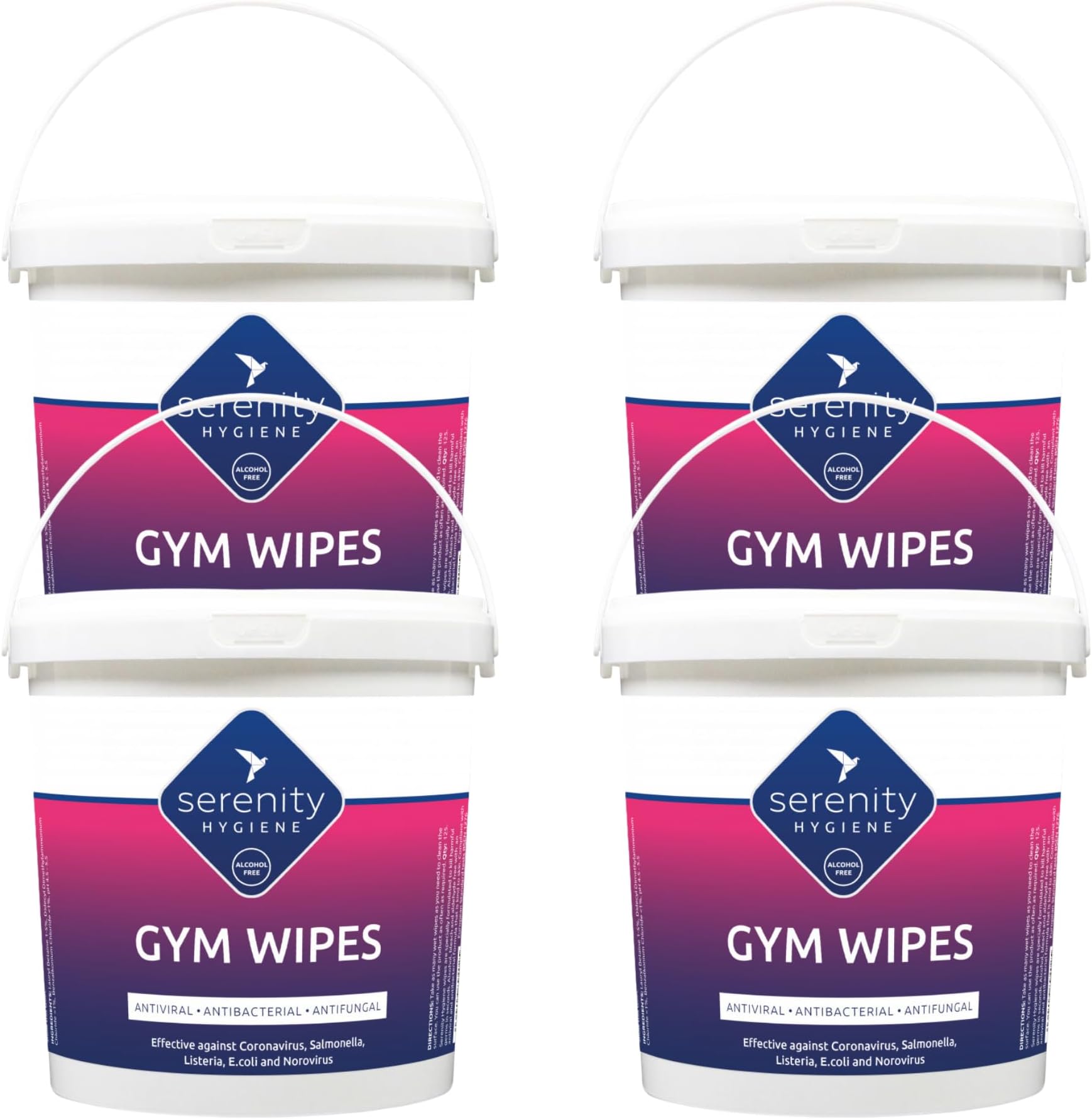 Antibacterial Gym Cleaning Wipes - Alcohol free large strong wipes for sanitising gym equipment and surfaces Pack of 4