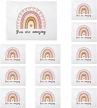 Wesiti 50 Pcs Rainbow Cosmetic Bag Inspirational Gifts Motivational Quotes Makeup Bag Bulk Waterproof Zippered Pouch for Women Girl Teacher Christmas Gift (You Are Amazing)