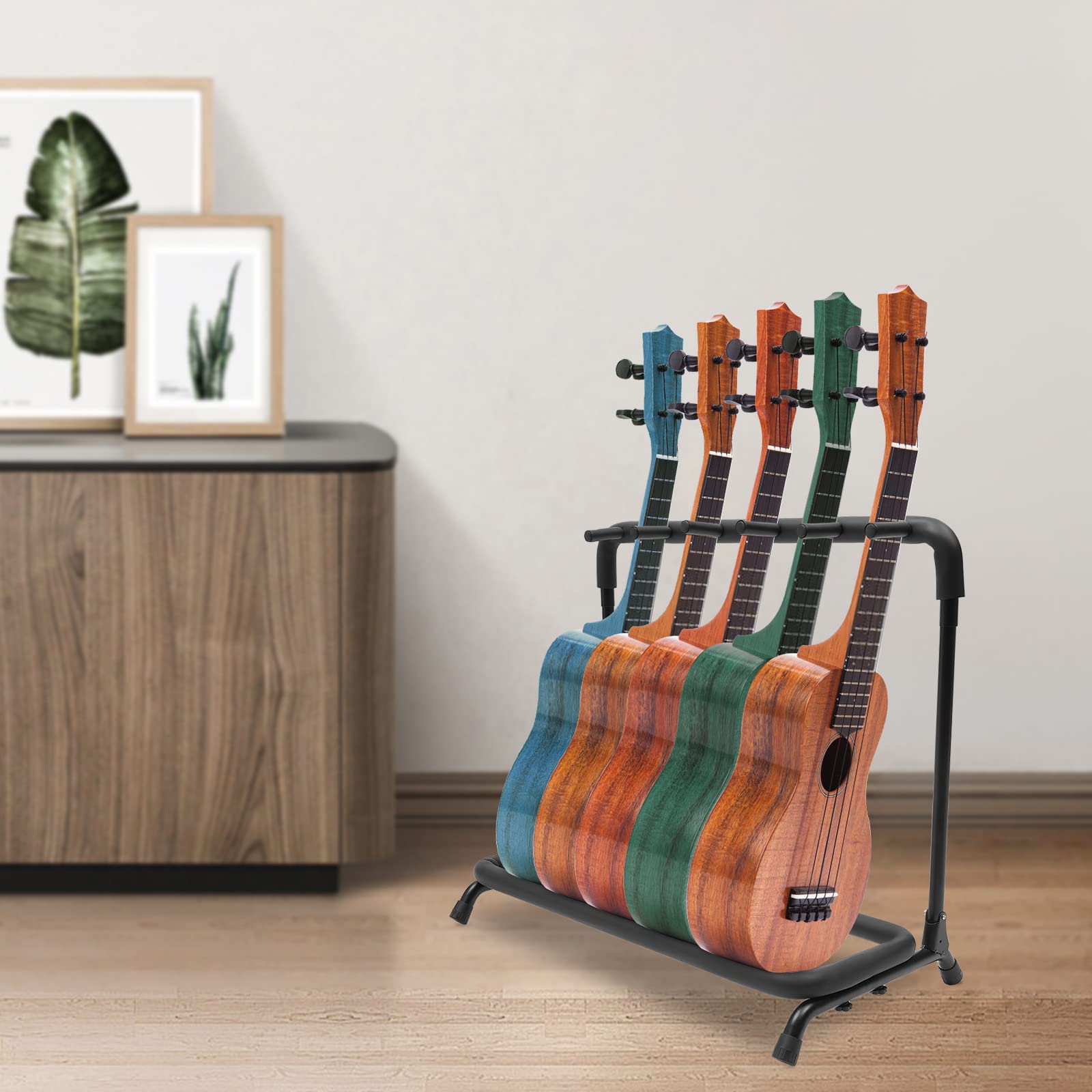 Gitarrenstaender Halterung,Gitarre Bass Multi,Boden Stand,Metall Staender,5Fach Elektrische Akustikgitarre Mehrfach,Eignet Haushalte,Konzertsäle,Musikinstrumentengeschäfteusw.