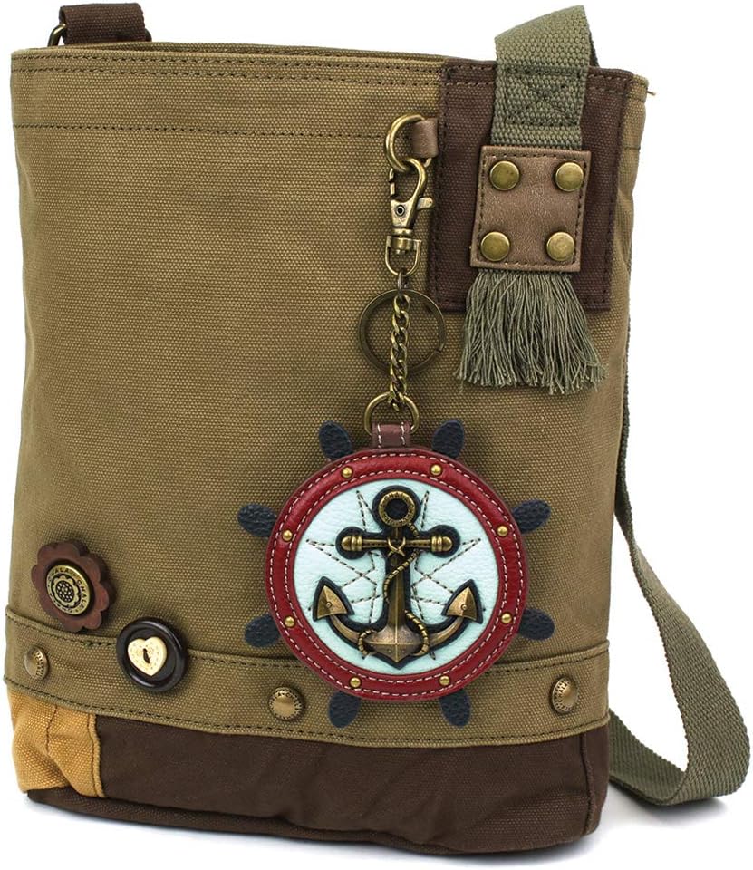 CHALA Patch Cross-Body Women Handbag Canvas Messenger Bag - Anchor - Olive