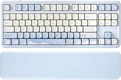 YUNZII B87 Wireless Mechanical Keyboard,QMK/VIA Custom Gaming Keyboard TKL 87 Keys,BT/2.4G/USB-C Hot Swap Keyboard,Gasket Mount RGB Keyboard with Wrist Rest for Win/Mac(Blue, Cocoa Cream V2)