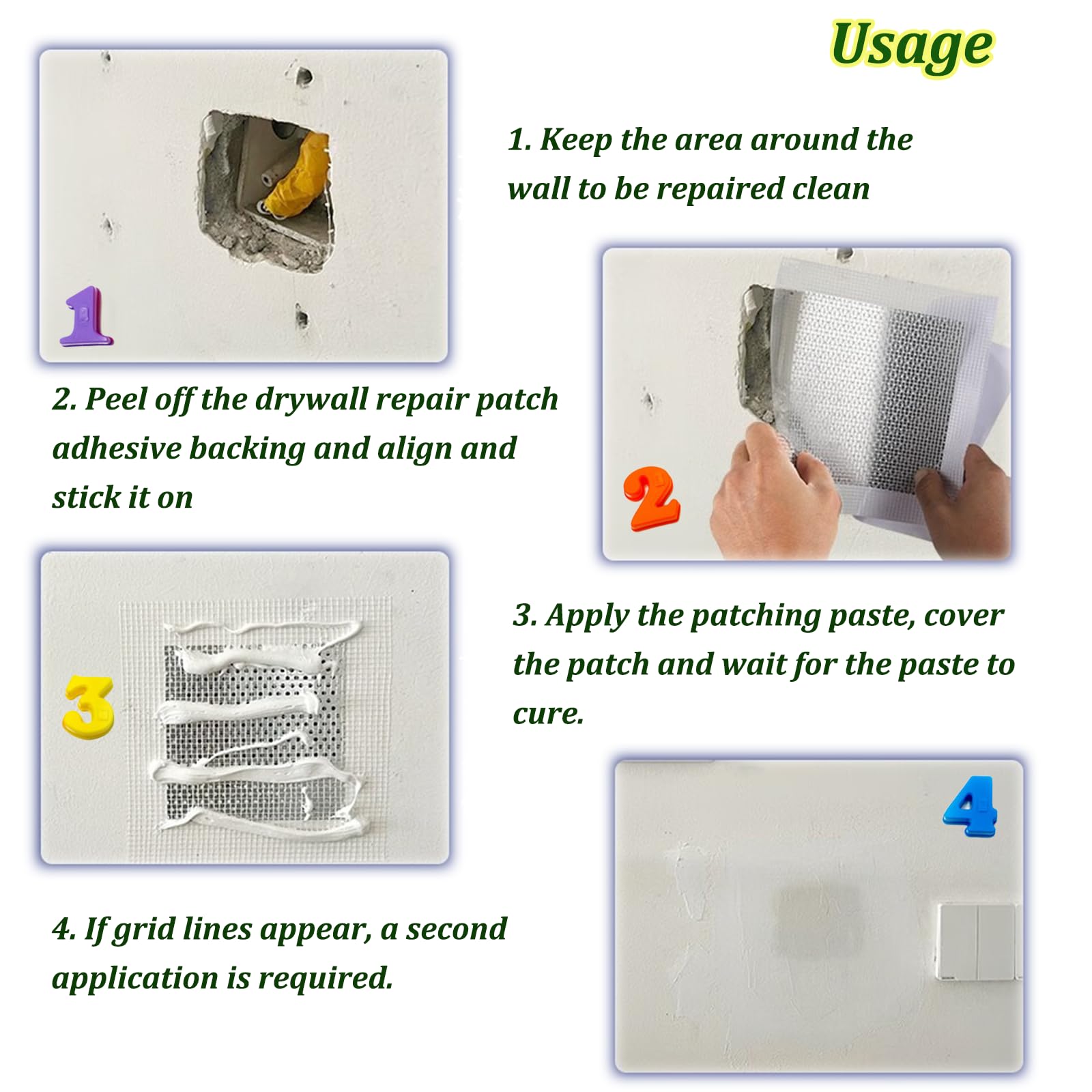 Snapklik.com : 6 Pack 2 Inch Wall Patch Repair, Drywall Patch Self ...