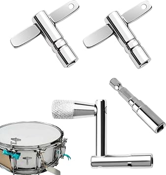 4 PCS Drum Key Tool, Adjustable Drum Tuning Wrench, Stainless Steel Universal Drum Tuner Key for Acoustic, Electronicand Bass Drums, Drum Maintenance Accessories