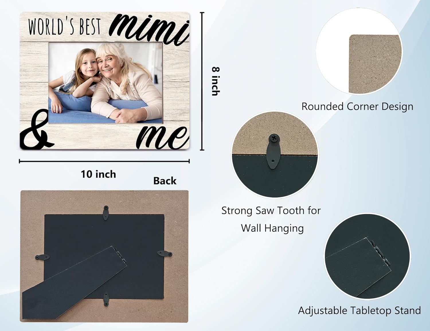 Orchroma Mimi Picture Frame, Mimi Gifts for Grandma, Mimi Mother's Day Birthday Gifts from Grandkids Granddaughter Grandson, World's Best Mimi and Me Photo Frame 5x7 - Image 3