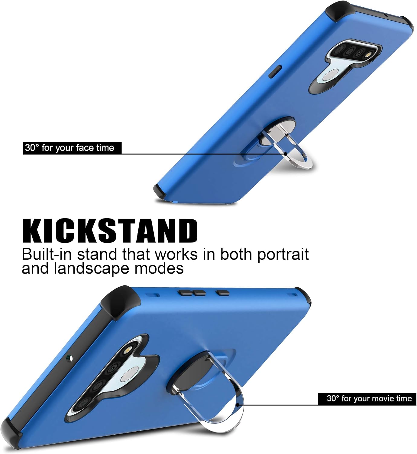 lovpec for LG Stylo 6 Case with Soft TPU Screen Protector, Ring Holder Kickstand Shockproof Protective Phone Cover Case for LG Stylo 6 / for LG LMQ730TM / for LG K71 Stylus (Blue)