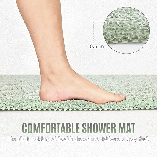 Miniatura 5 de Joyhalo Tapete de ducha antideslizante, de secado rápido, para ducha, bañera, baño, hogar, 17 x 24 pulgadas, color verde menta